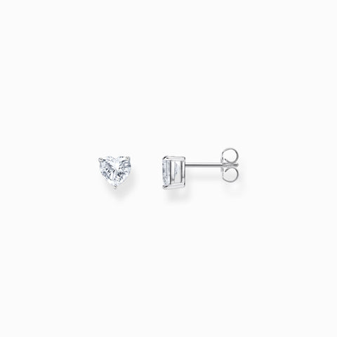 THOMAS SABO  Silver ear studs heart-shaped with white zirconia