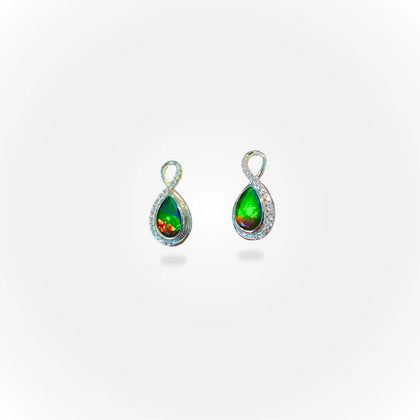 KORITE Infinity Ammolite Earrings in Silver with White Topaz