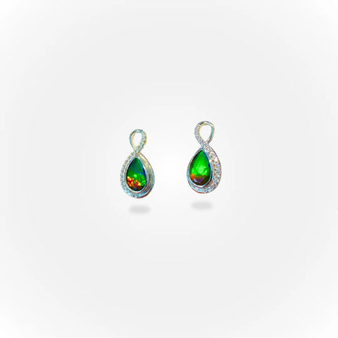 KORITE Infinity Ammolite Earrings in Silver with White Topaz