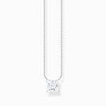 Thomas Sabo Silver necklace with square pendant and white zirconia