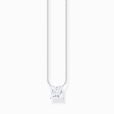 Thomas Sabo Silver necklace with square pendant and white zirconia