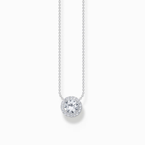 Thomas Sabo Silver necklace with halo pedant with white zirconia