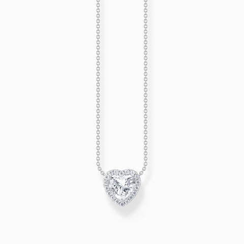 Thomas Sabo Silver necklace with heart-shaped halo pendant