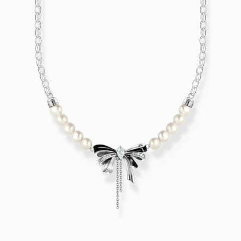 Thomas Sabo Silver bow necklace with freshwater pearls