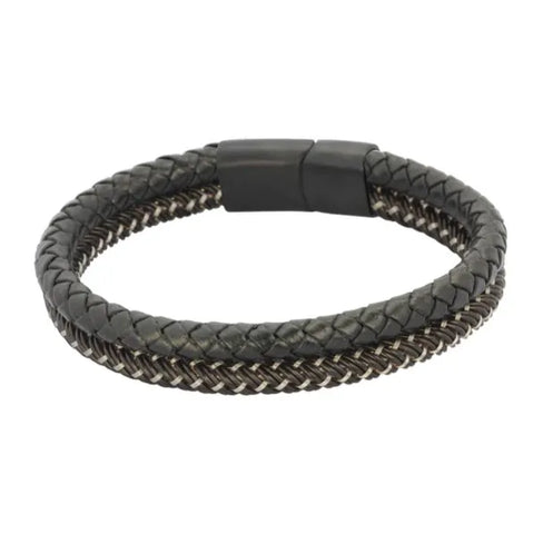 JOSEF ELIAS Men’s Stainless Steel & Leather Bracelet