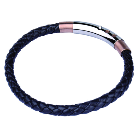JOSEF ELIAS Leather & Steel Bracelet