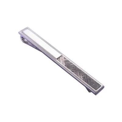 JOSEF ELIAS Stainless Steel Tie Clip with Meteorite