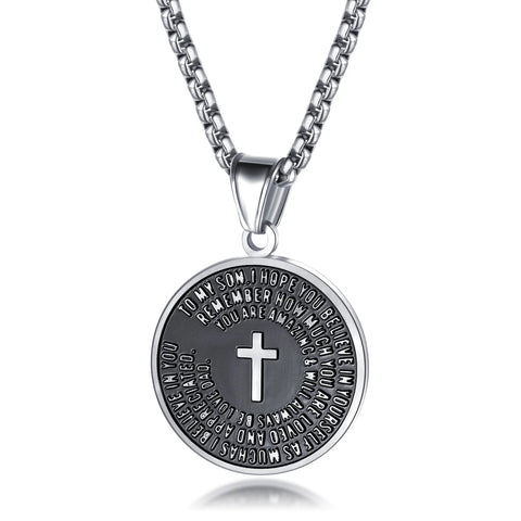 JOSEF ELIAS Stainless Steel Cross Coin Necklace