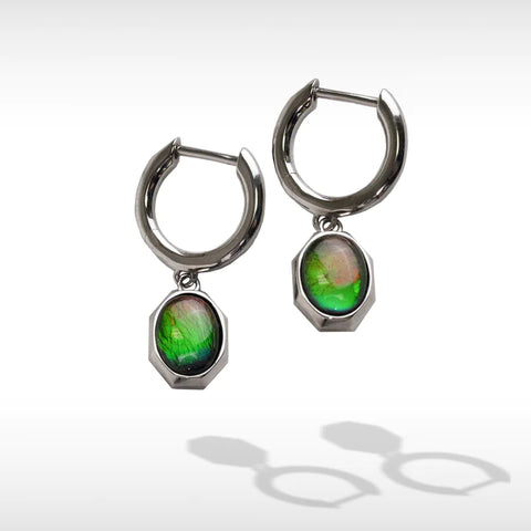 KORITE Essentials oval ammolite earrings in sterling silver