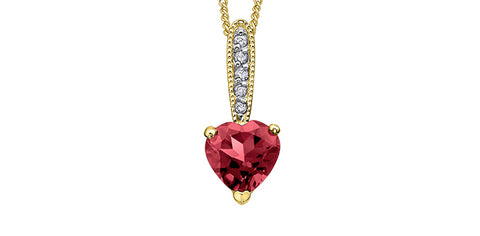 Yellow Gold Garnet Heart Necklace