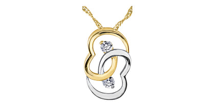 Gold Diamond Double Heart Necklace