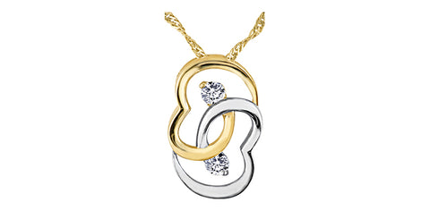 Gold Diamond Double Heart Necklace
