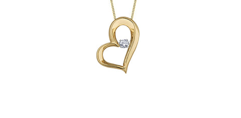 10kt Yellow Gold Diamond Pulse Heart Necklace