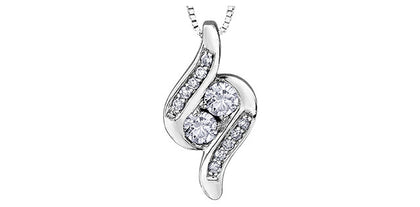 White Gold Diamond 'You and Me" Necklace