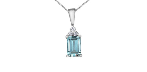 10kt White Gold Aquamarine & Diamond Necklace