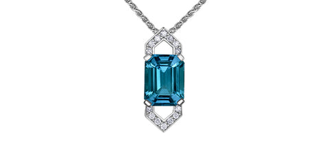 10kt White Gold London Blue Topaz & Diamond Necklace