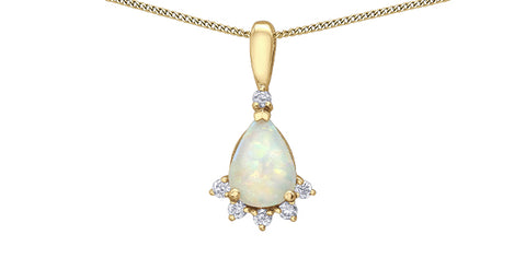 Yellow Gold Opal & Diamond Necklace