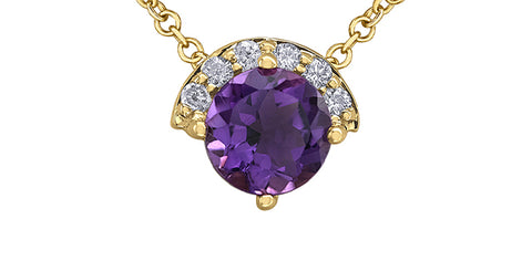 10kt Yellow Gold Amethyst and Diamond Necklace