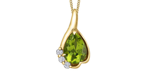 Yellow Gold Peridot & Diamond Necklace