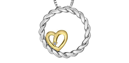 Two-tone Diamond Heart Wreath Necklace