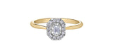 Gold Emerald Cut Diamond Halo Ring