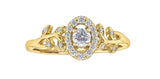 Gold Canadian Diamond Halo Leaf Ring