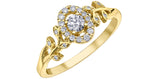 Gold Canadian Diamond Halo Leaf Ring