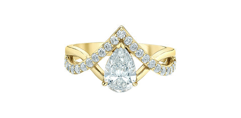 Lab Grown Diamond Pear Ring 14kt - 1.00ct