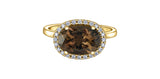 Yellow Gold Smokey Quartz & Diamond Ring