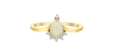 Gold Opal & Diamond Chevron Ring