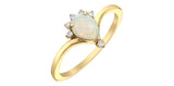 Gold Opal & Diamond Chevron Ring