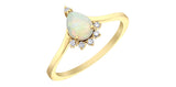 Gold Opal & Diamond Chevron Ring