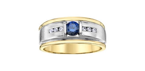 Men's Two-tone Sapphire Diamond Ring