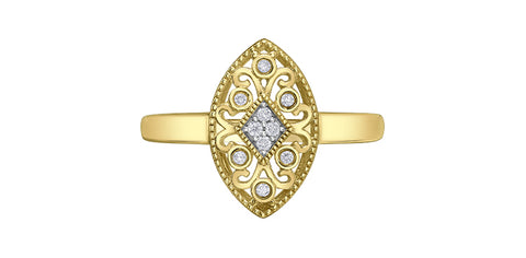 Gold Diamond Filigree Ring