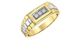 Mens Two-Tone Gold 3 Diamond Ring