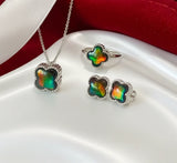 Korite Clover Ammolite Pendant in Sterling Silver
