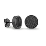 ITALGEM STEEL 9MM BLACK EARRINGS