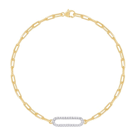 Yellow Gold Diamond Paperclip Bracelet