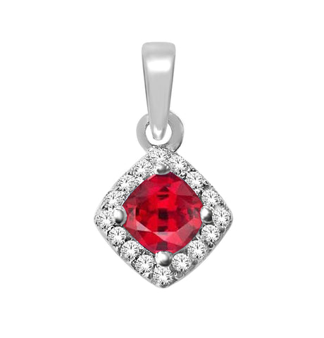 10kt White Gold Ruby & Diamond Necklace