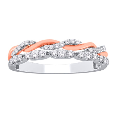 Rose & White Gold Diamond Double Band