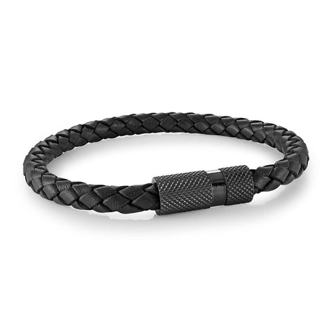 ITALGEM 6MM LEATHER BRAID BRACELET