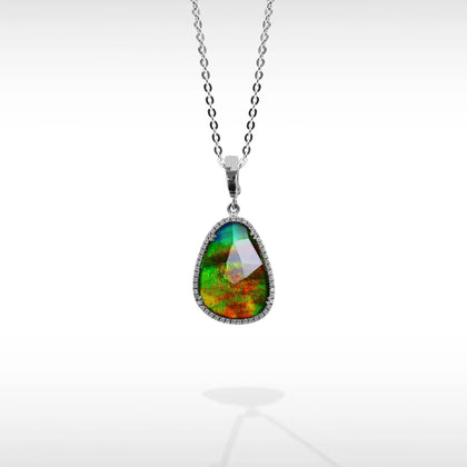 Korite Sterling Silver Ammolite Pendant with Swarovski Accent