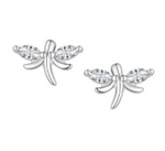 Sterling Silver Dragonfly Crystal Earrings