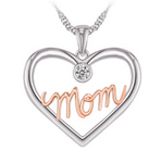 Sterling Silver Mom Heart Necklace