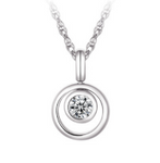 Sterling Silver Circle Crystal Necklace