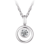 Sterling Silver Circle Crystal Necklace