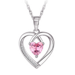 Sterling Silver Crystal Heart Necklace