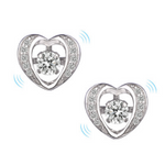 Sterling Silver Dancing Crystal Heart Earrings