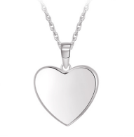 Sterling Silver Heart Disc Necklace