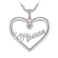 Sterling Silver Maman Heart Necklace